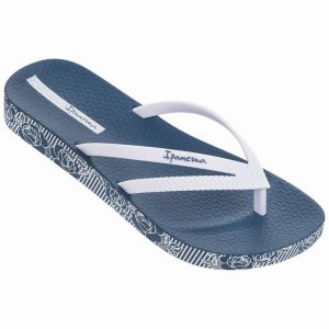 Chancletas Ipanema Duet Plush Wedge Mujer Azules Blancas | 76259TULY