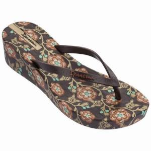 Chancletas Ipanema Floral Plat Wedge Mujer Marrones | 87264FNGT