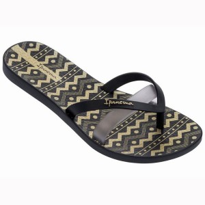 Chancletas Ipanema Kirei Silk III Mujer Negras Plateadas | 90453WDBR