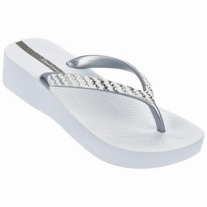 Chancletas Ipanema Mesh Plat Mujer Blancas Plateadas | 63571LXFA