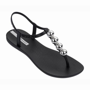 Sandalias Ipanema Pearl Mujer Negras Plateadas | 73964ZUTN