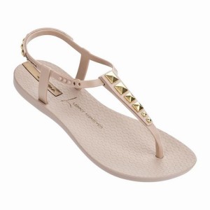 Sandalias Ipanema Premium Lenny Rocker Mujer Beige Doradas | 23619KRZE