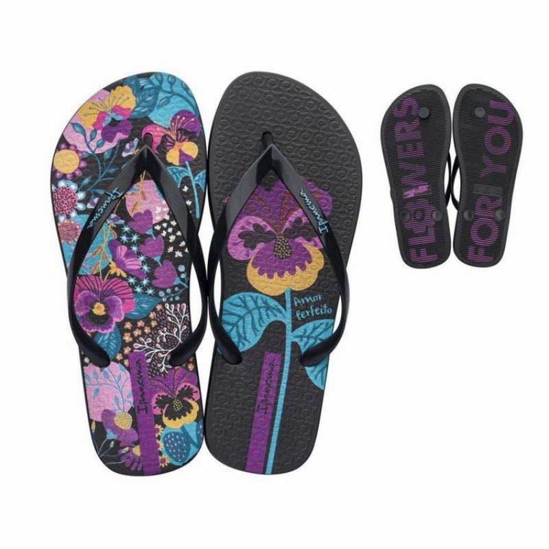 Chancletas Ipanema Botanicals Mujer Negras | 25940GYBU