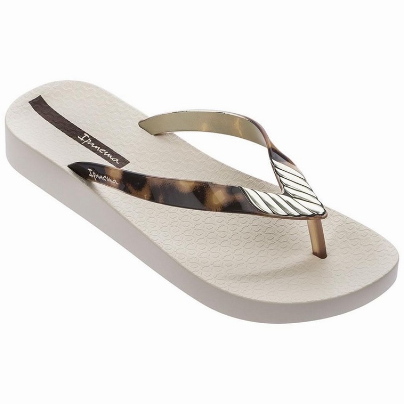 Chancletas Ipanema Elegance Mujer Beige Marrones Doradas | 70139ZUDX