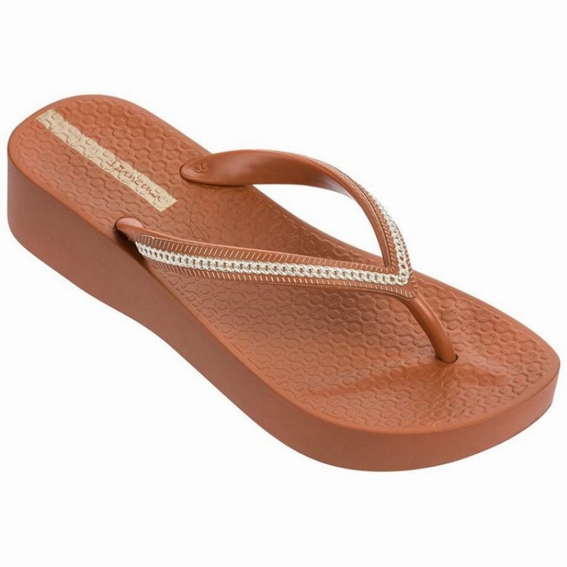 Chancletas Ipanema Mesh Plat II Mujer Marrones | 14268TYOK