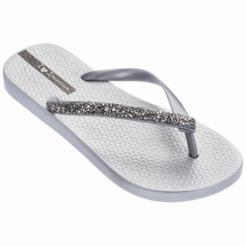 Chancletas Ipanema Pebble Mujer Blancas Plateadas | 10243WFOD