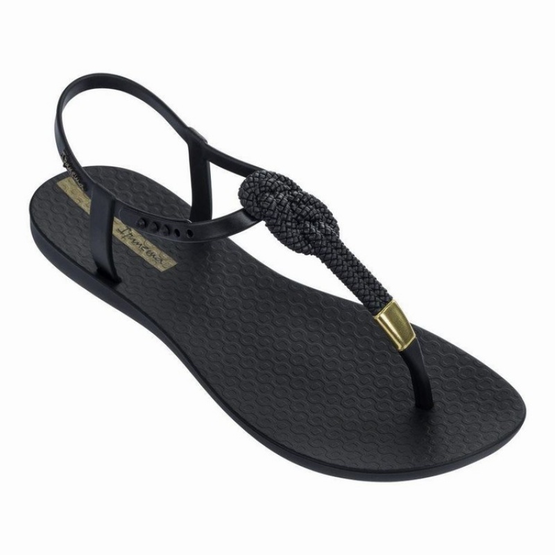 Sandalias Ipanema Class Glam II Mujer Negras Doradas | 67490RYUE