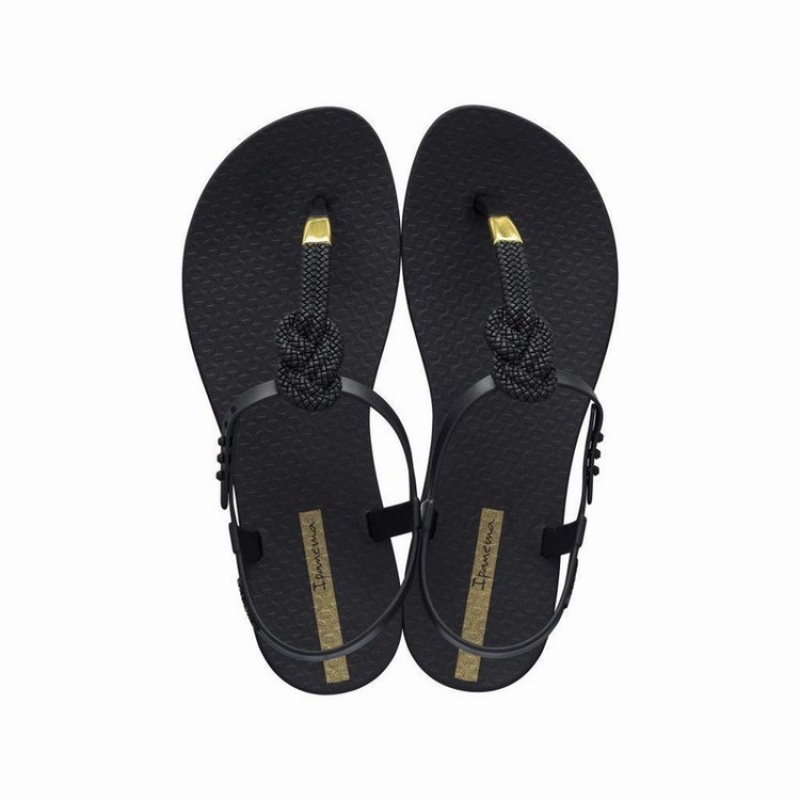 Sandalias Ipanema Class Glam II Mujer Negras Doradas | 67490RYUE