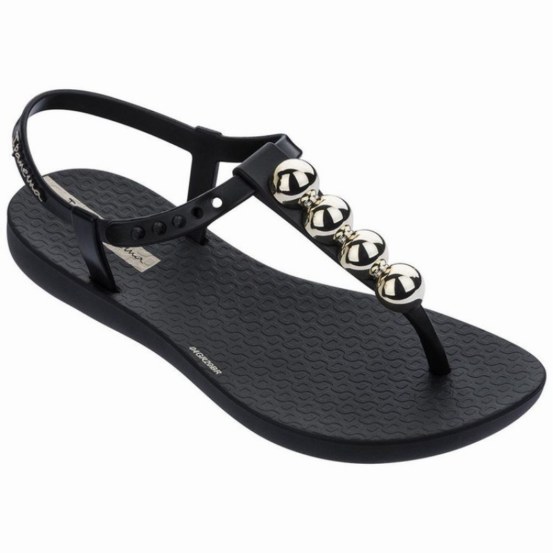 Sandalias Ipanema Class Glam Niños Negras Doradas | 81759LRCJ