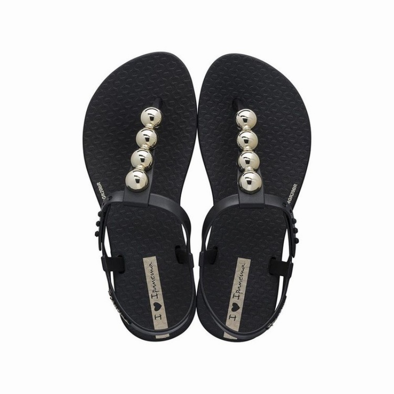 Sandalias Ipanema Class Glam Niños Negras Doradas | 81759LRCJ