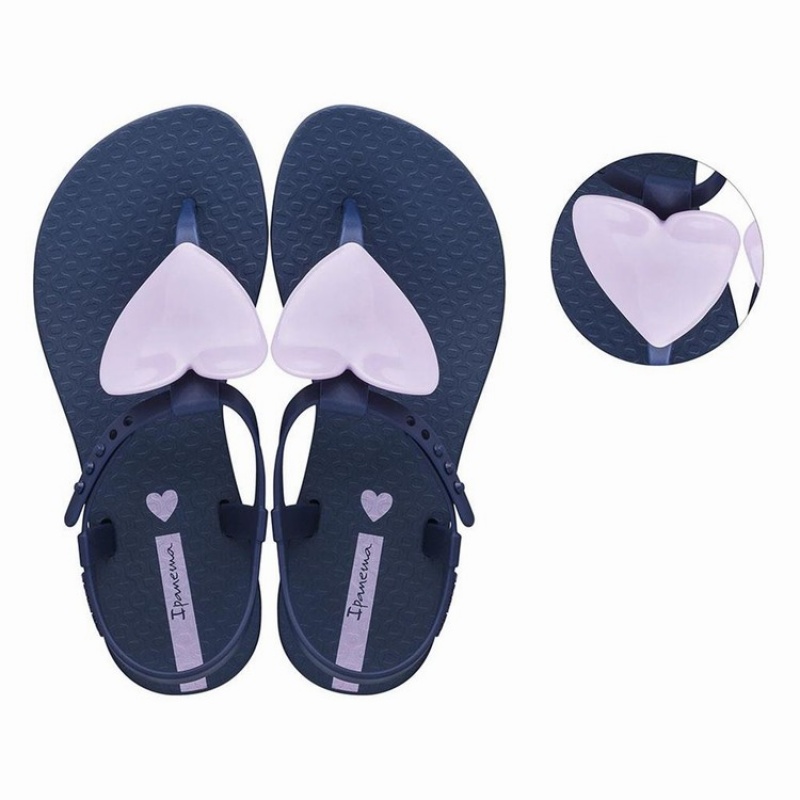 Sandalias Ipanema Class Love Niños Azul Marino Rosas | 84172CJKL