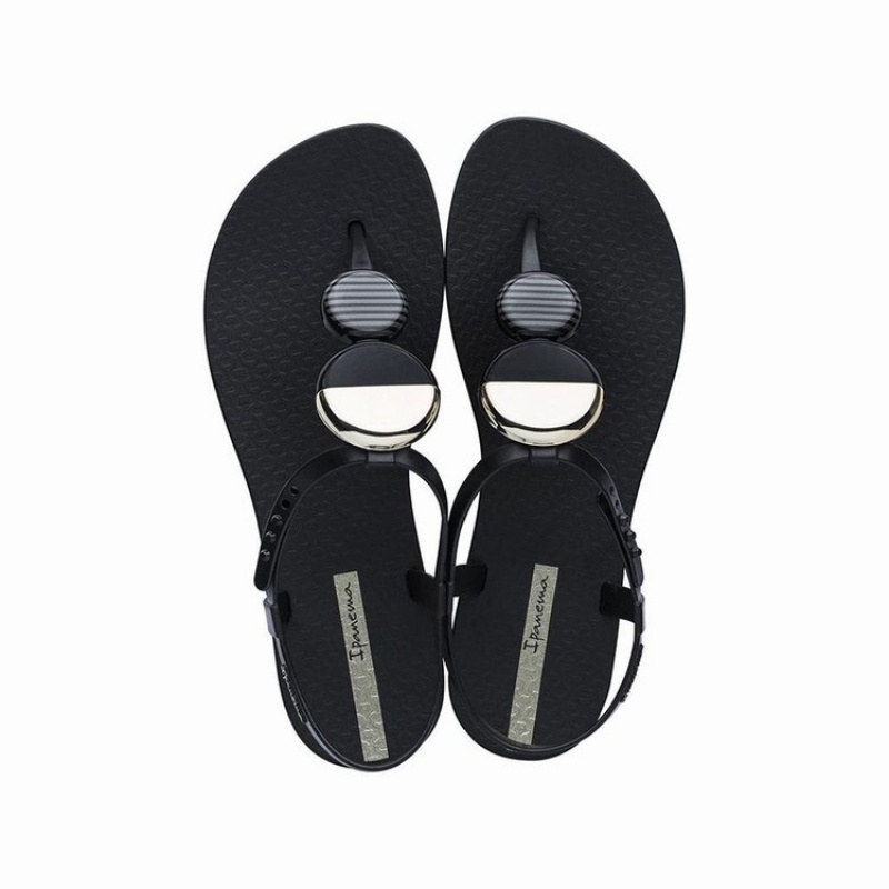 Sandalias Ipanema Ella Mujer Negras Doradas | 48035GHUV