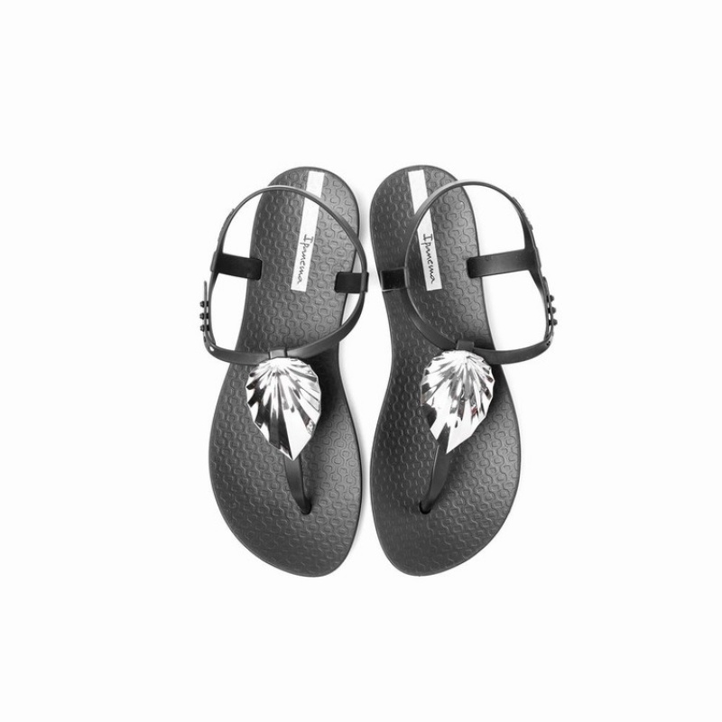 Sandalias Ipanema Leaf Mujer Negras Plateadas | 47039DWAT