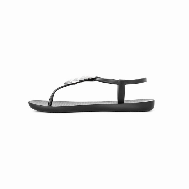 Sandalias Ipanema Leaf Mujer Negras Plateadas | 47039DWAT