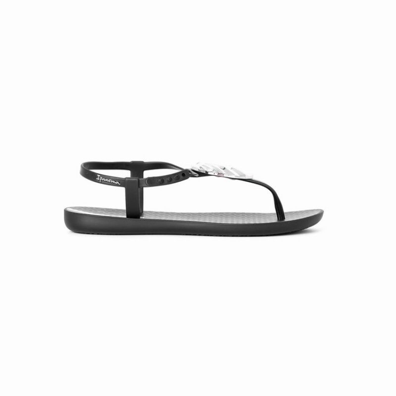 Sandalias Ipanema Leaf Mujer Negras Plateadas | 47039DWAT