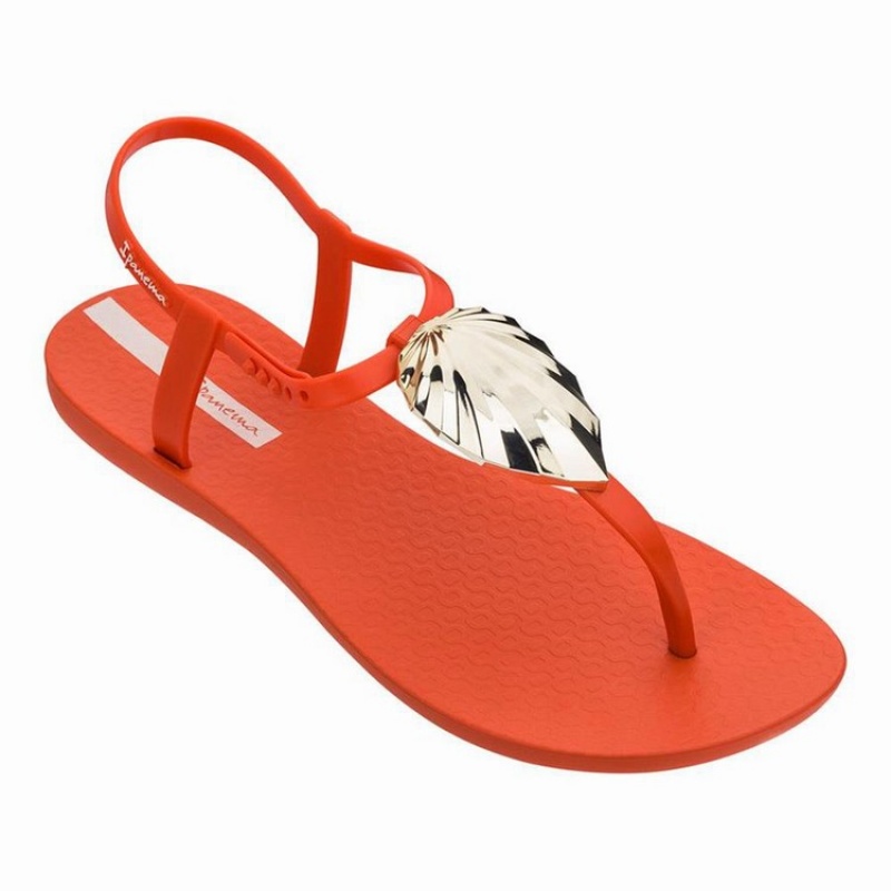 Sandalias Ipanema Leaf Mujer Rojas Doradas | 63594LTPC